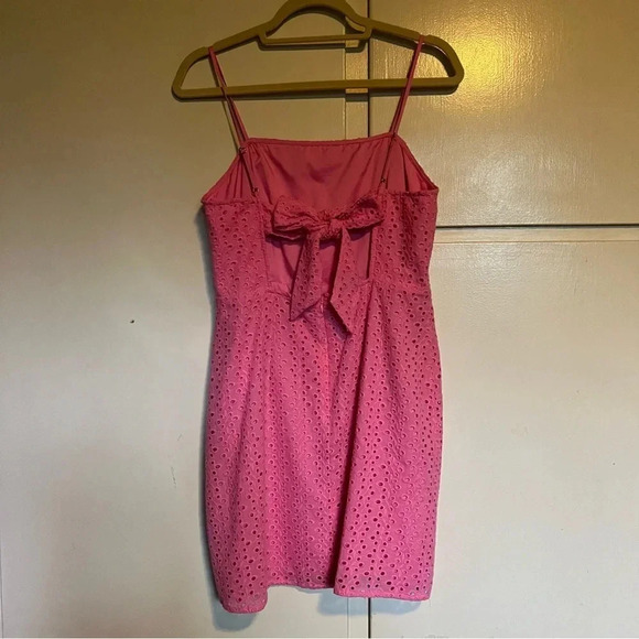 NWT RSQ Pink Cotton Eyelet Slip Mini Dress Barbie Size Large - Picture 4 of 10